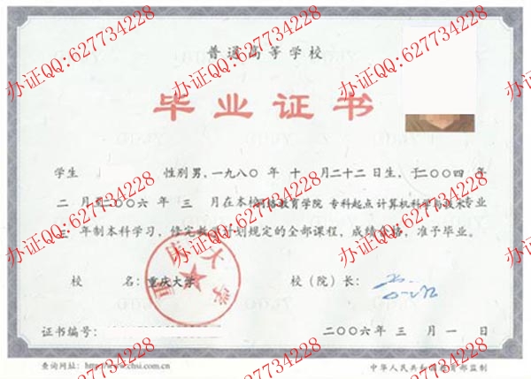 重庆大学2006年本科毕业证