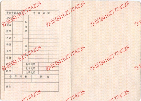 广东高中毕业证样式二（内页3）