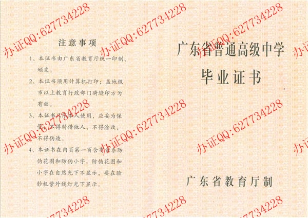 广东高中毕业证样式四（内页2）