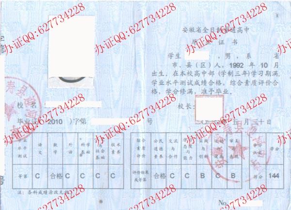 安徽省寿县银河中学2010年高中毕业证