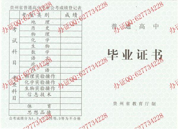 贵州高中毕业证样本一（内页1）
