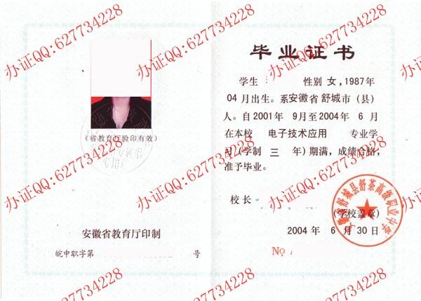安徽省舒城县舒茶高级职业中学2004年中专毕业证