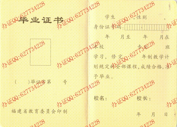 福建中业毕业证样本一（内页2）